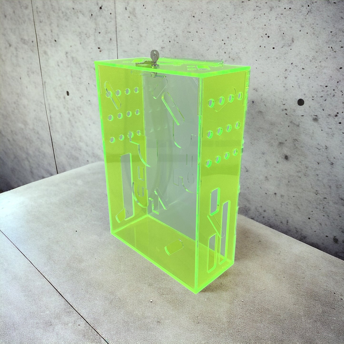 Clear and Fluorescent Green Acrylic Compatible for PlayStation 5 (PS5) Console Security Case
