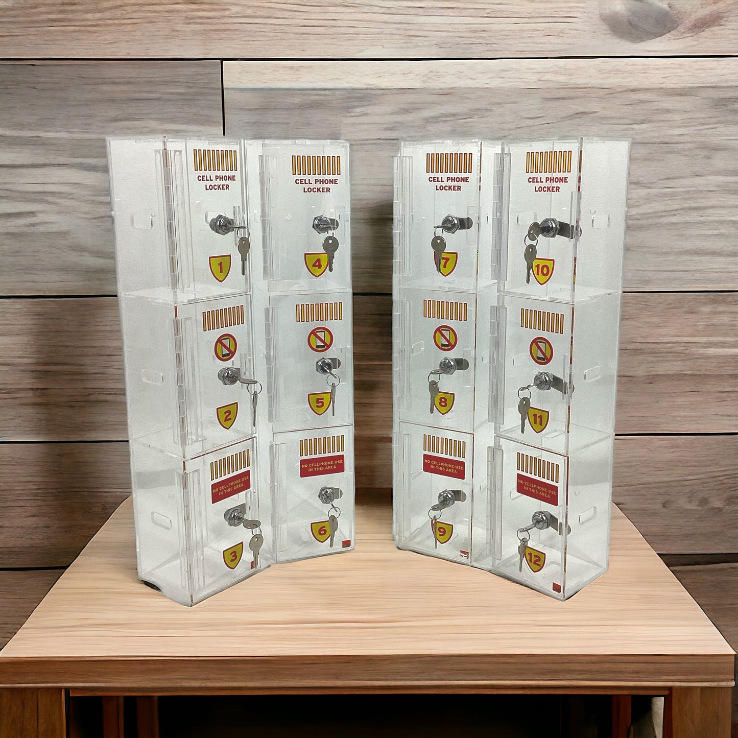 3-Door Clear Acrylic Cell Phone Locker - 4 Set
