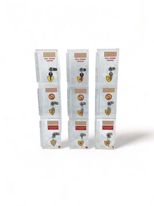 3-Door Clear Acrylic Cell Phone Locker - 3 Set