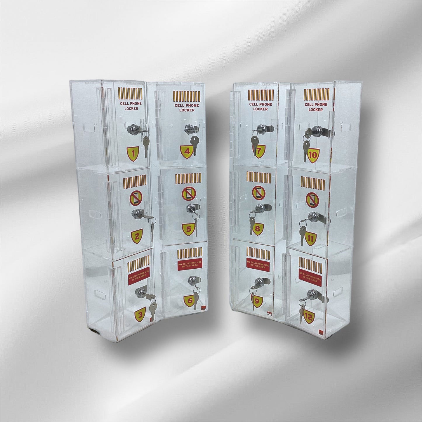 3-Door Clear Acrylic Cell Phone Locker - 4 Set