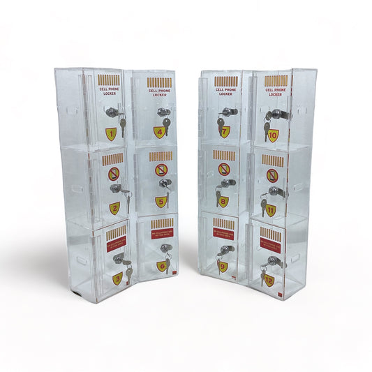 3-Door Clear Acrylic Cell Phone Locker - 4 Set