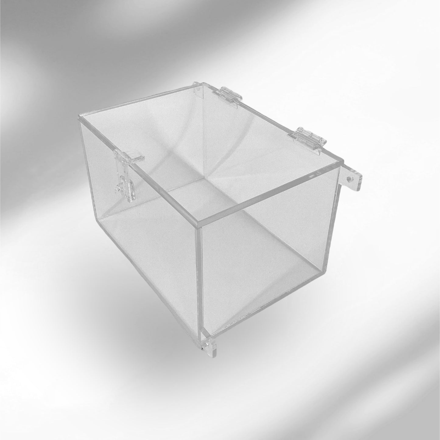 Clear Acrylic Wall-Mountable Storage Bin w/ Hasp Lock and Cable Connector