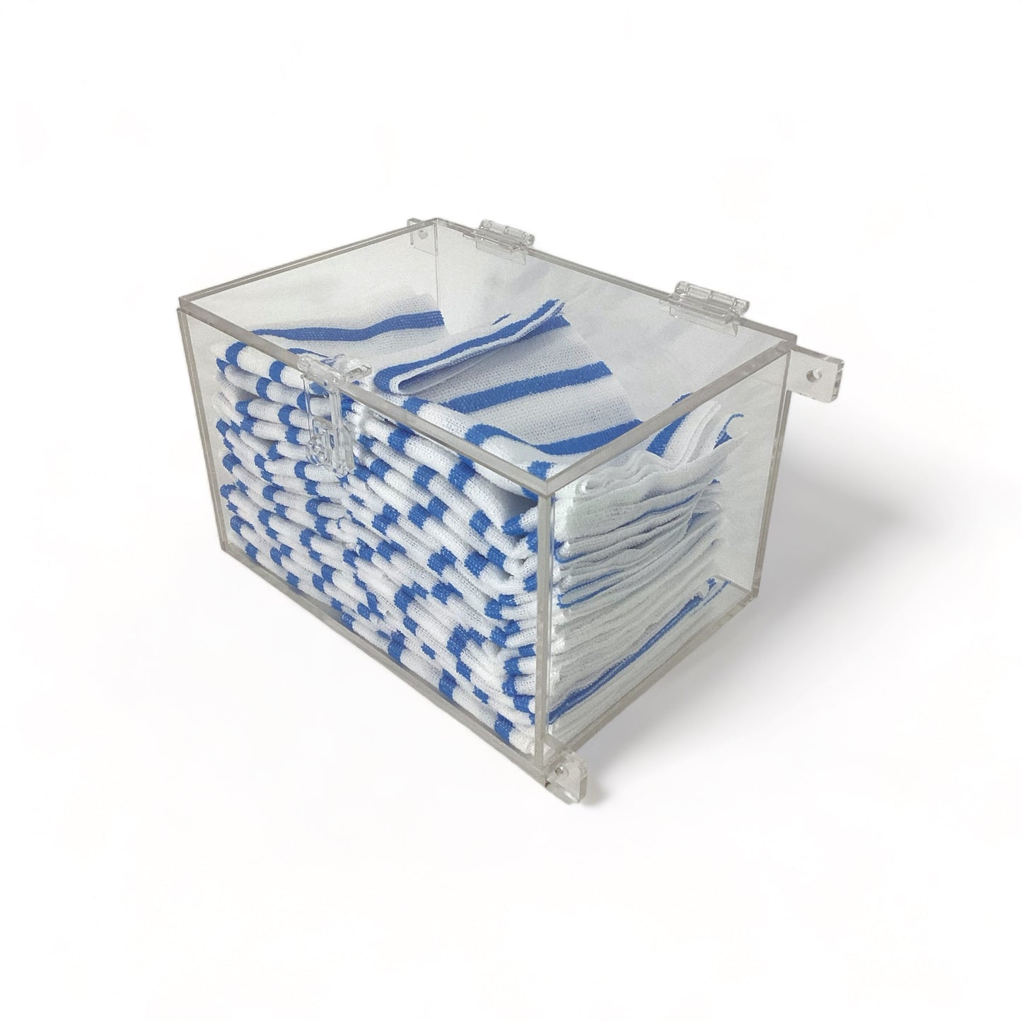 Clear Acrylic Wall-Mountable Storage Bin w/ Hasp Lock and Cable Connector