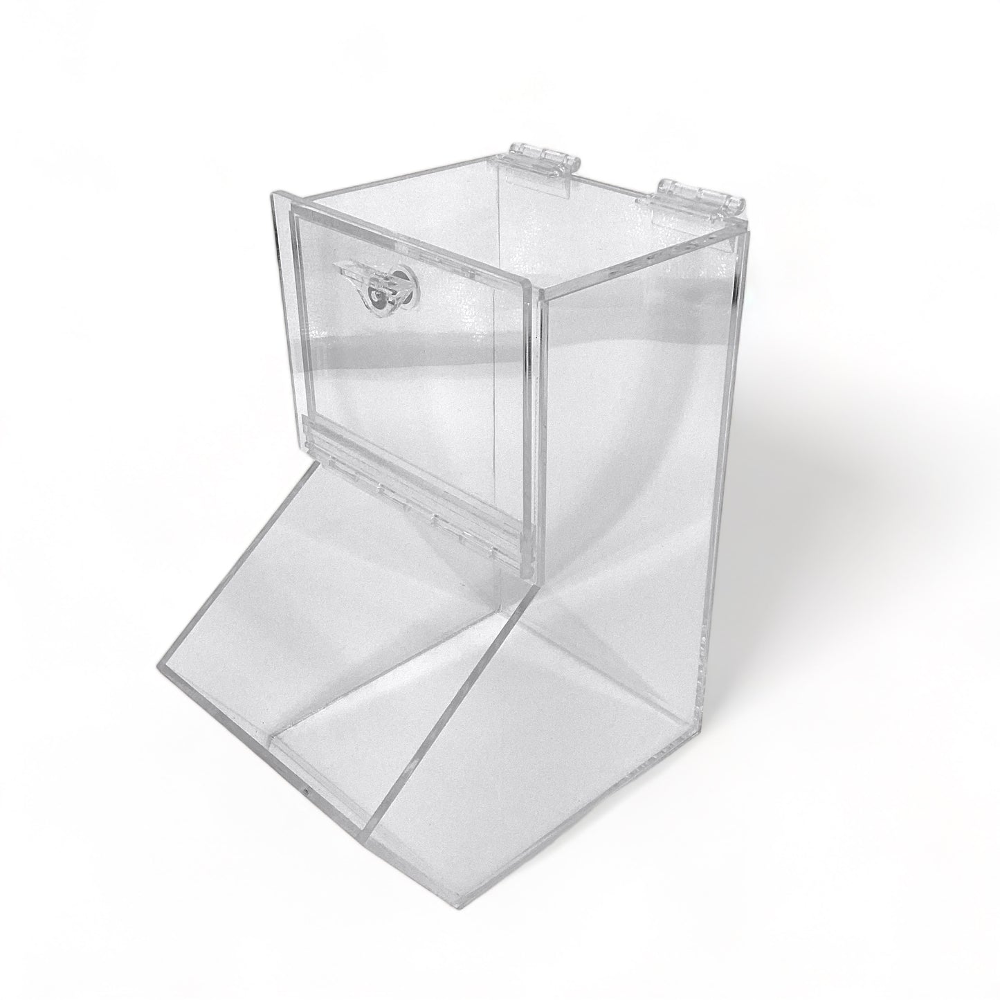 Clear Acrylic Wall-Mountable Dispenser Bin with Magnetic Door Catch
