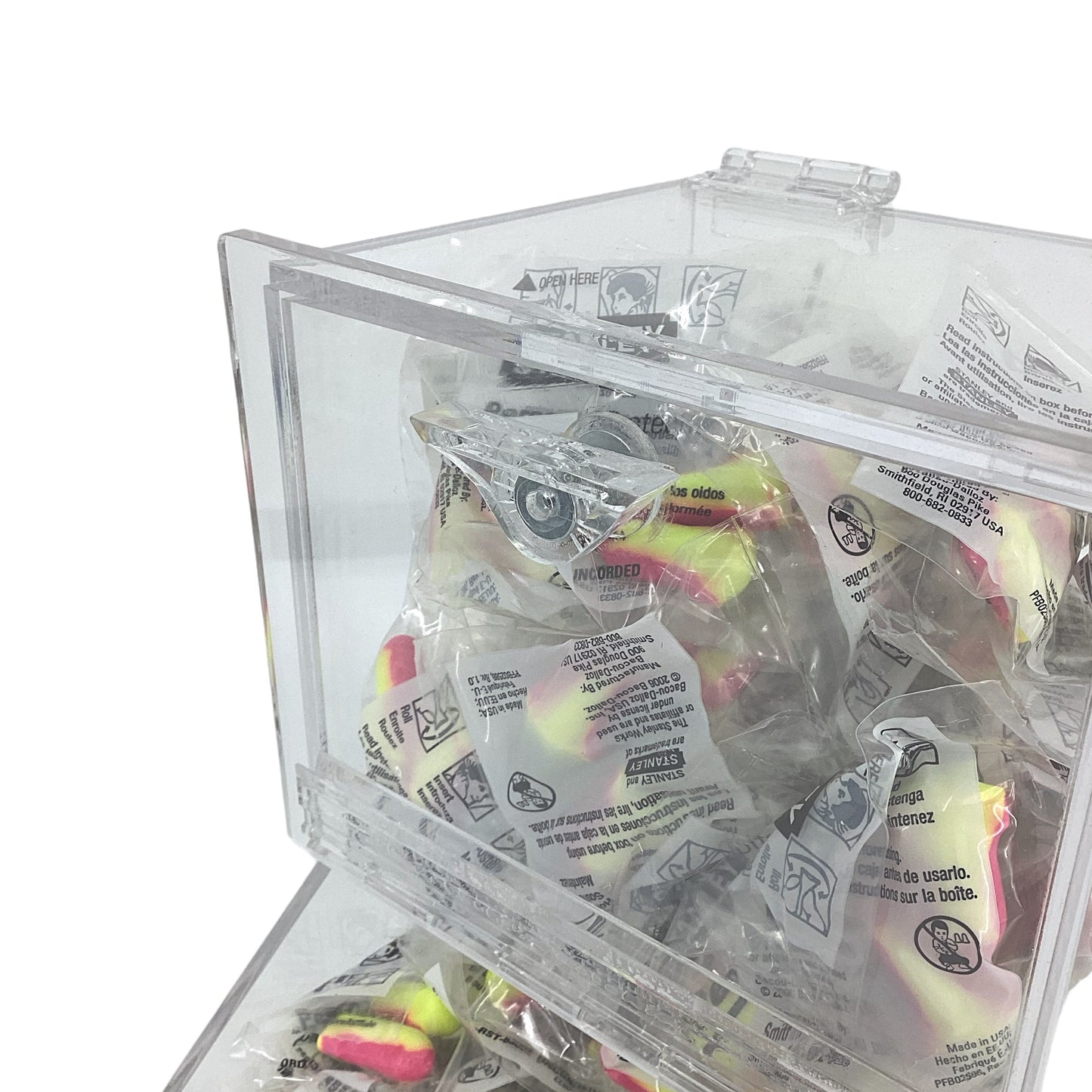 Clear Acrylic Wall-Mountable Dispenser Bin with Magnetic Door Catch