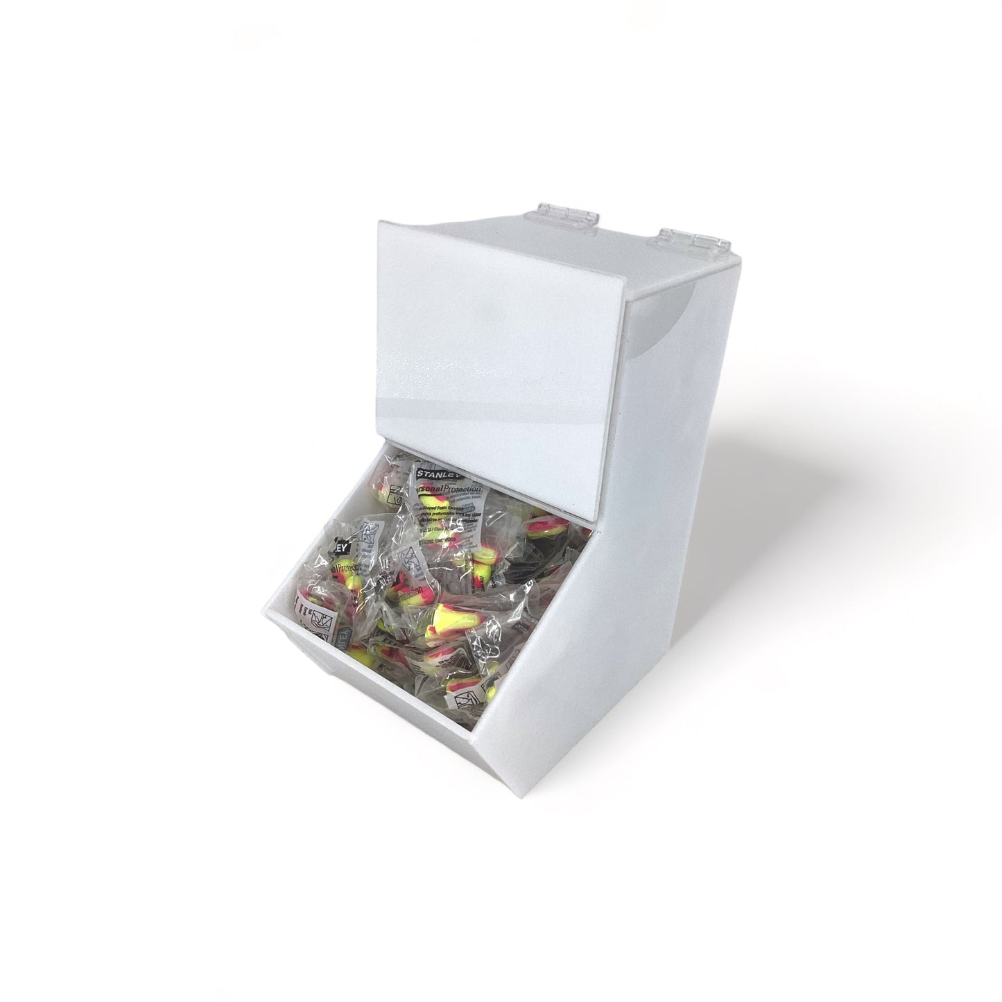 Acrylic Wall-Mountable Dispenser Bin with Magnetic Door Catch