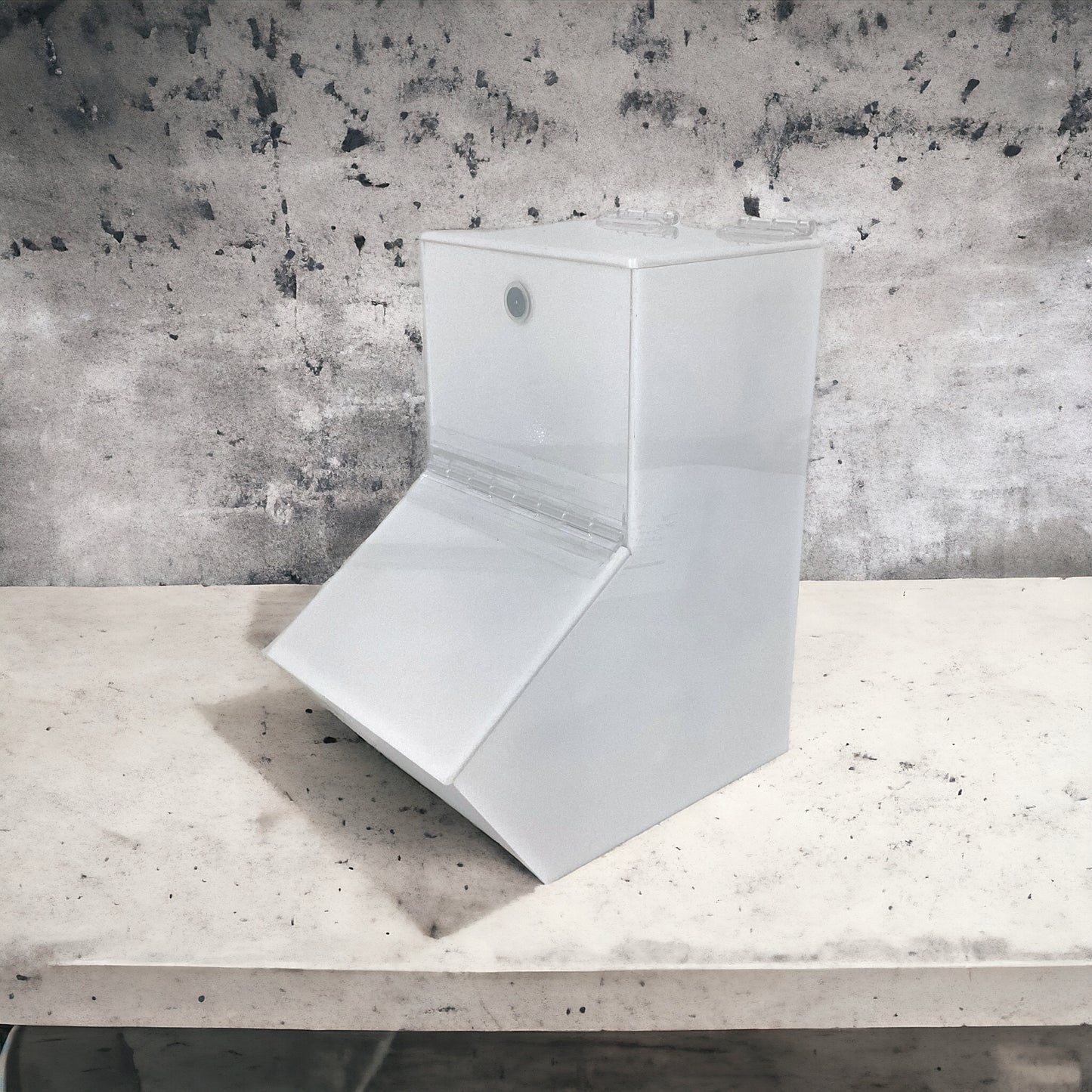 Acrylic Wall-Mountable Dispenser Bin with Magnetic Door Catch