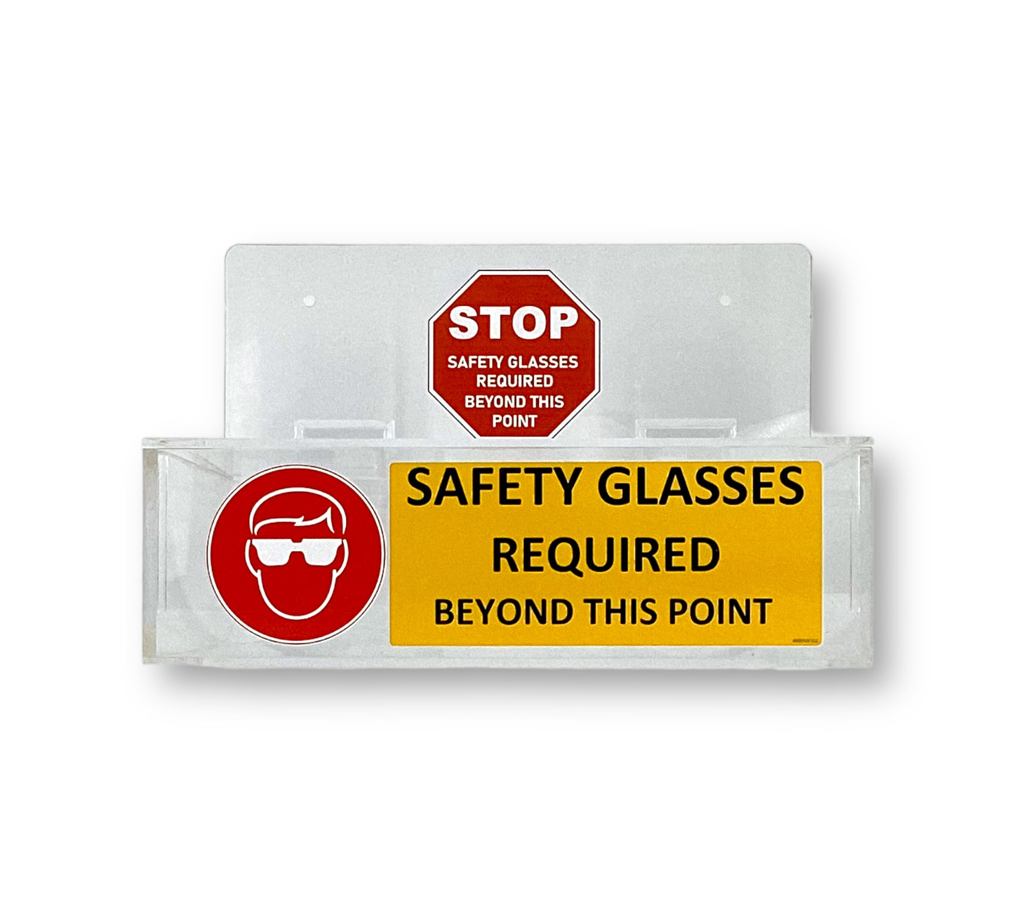 Clear Acrylic Wall Mountable Safety Glasses Dispenser w/ Hinged Lid - Red