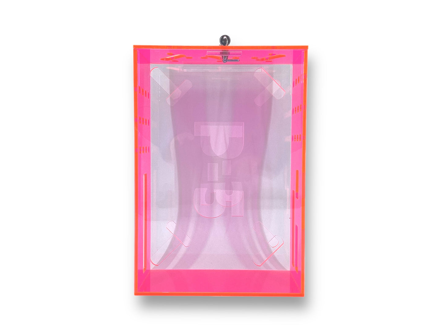 Clear and Fluorescent Pink Acrylic Compatible for PlayStation 5 (PS5) Console Security Case