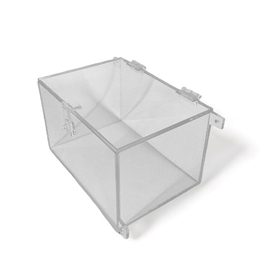 Clear Acrylic Wall-Mountable Storage Bin w/ Hasp Lock and Cable Connector