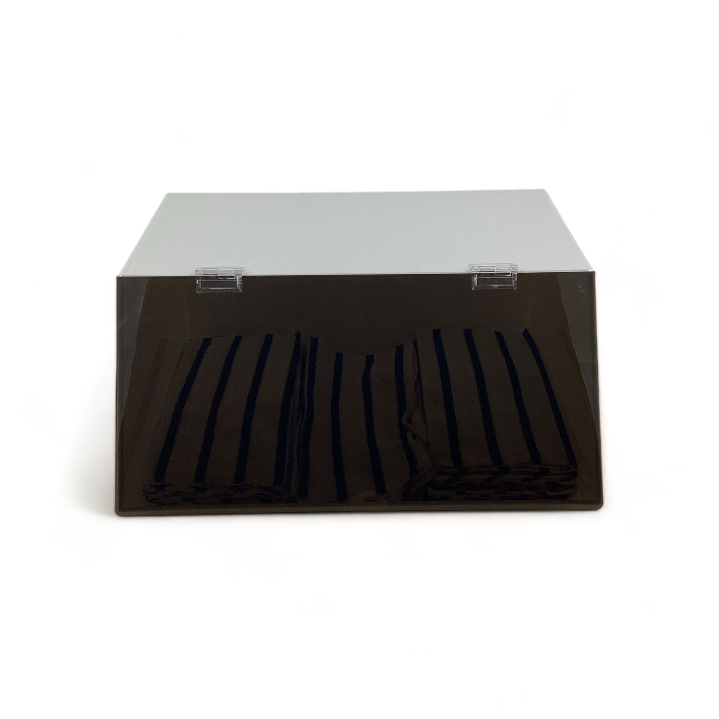 White Acrylic Storage Bin With Dark Smoked Gray Acrylic Door