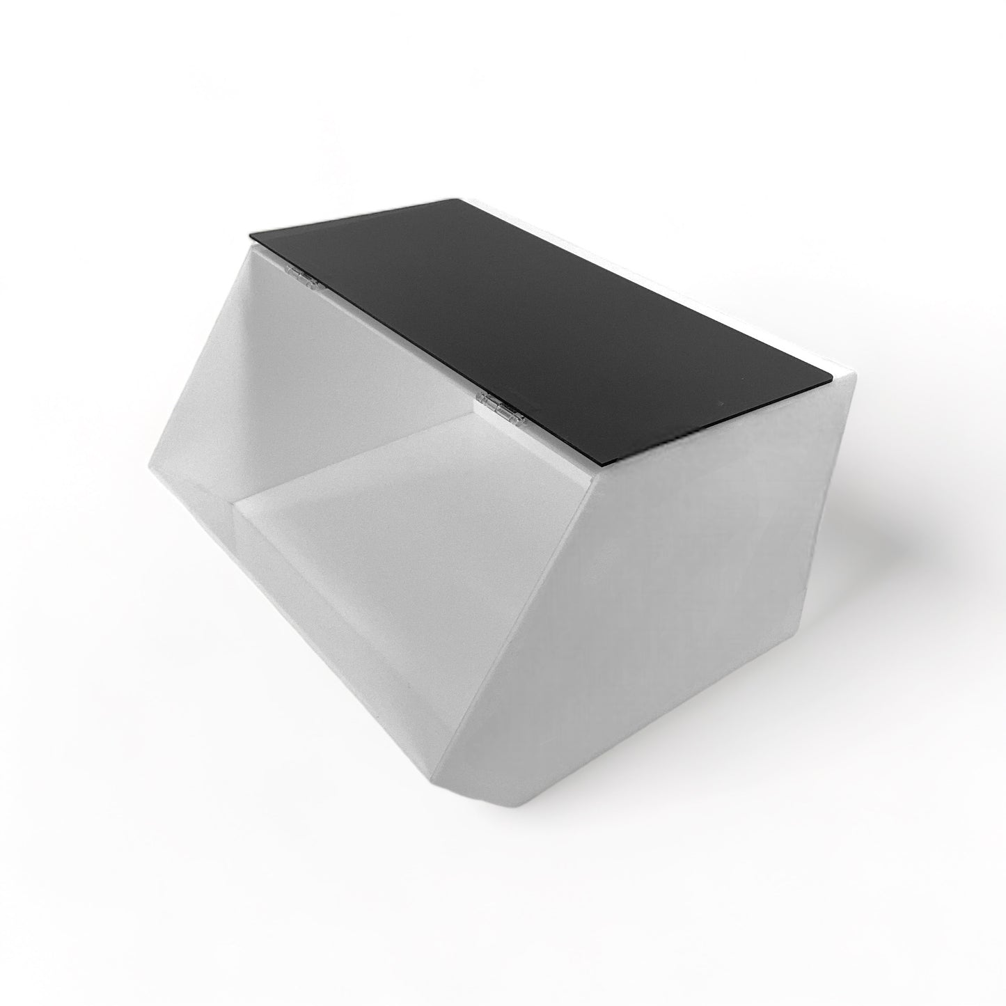 White Acrylic Storage Bin With Dark Smoked Gray Acrylic Door