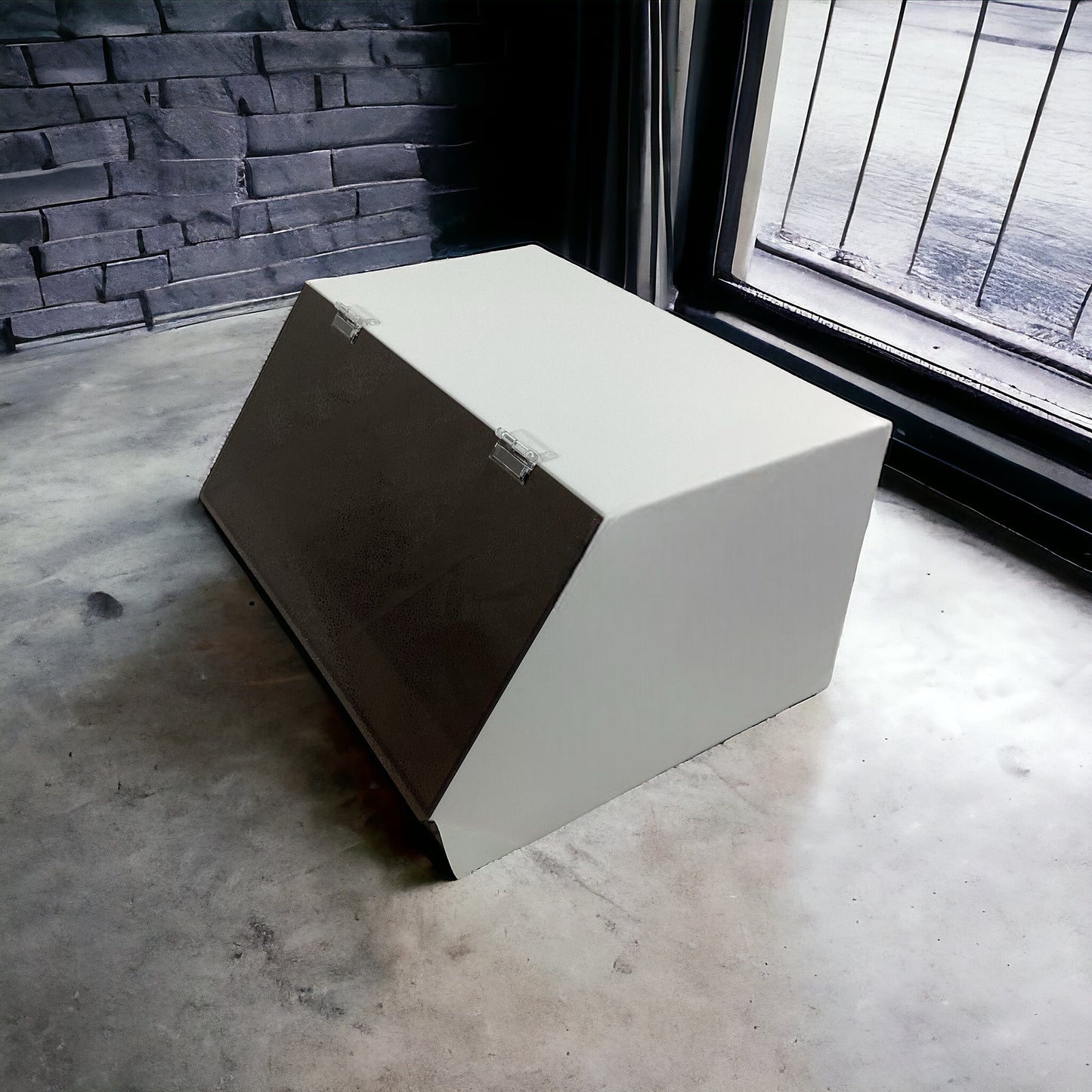 White Acrylic Storage Bin With Dark Smoked Gray Acrylic Door